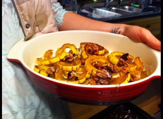 Oven Roasted Delicata Squash With Pecans