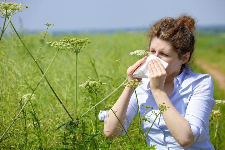 woman with a flu or an allergy...