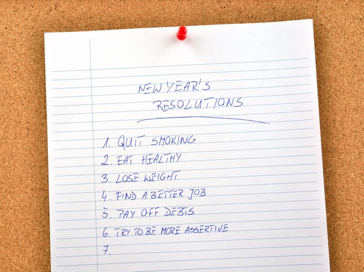new year's resolution written...
