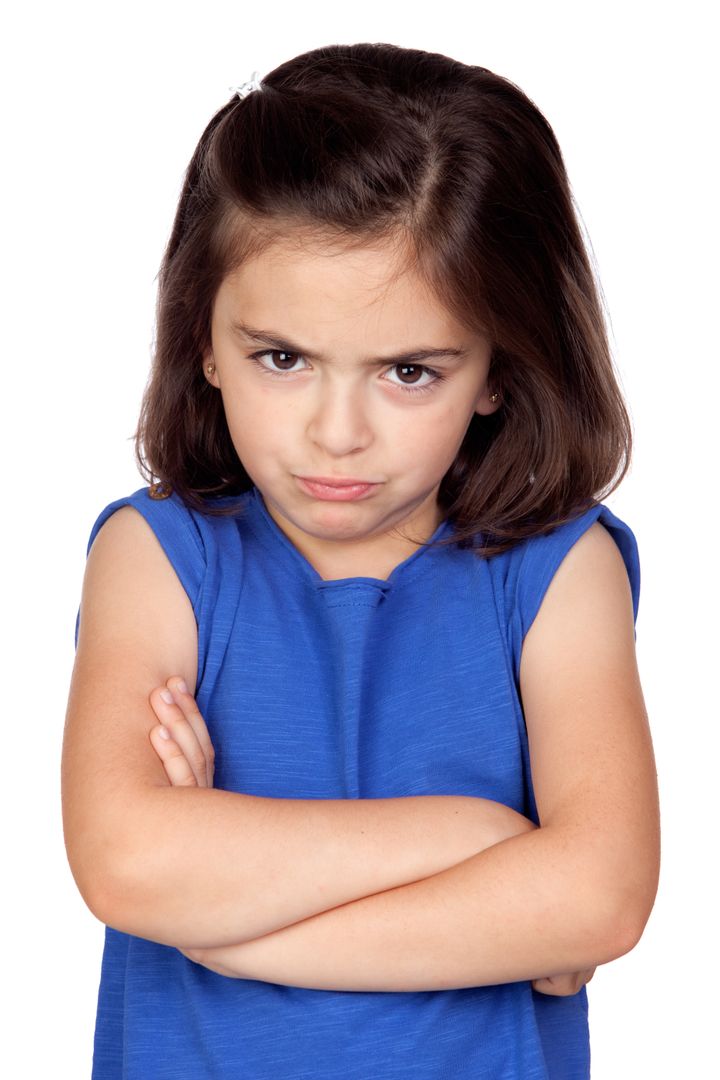 angry little girl isolated on a ...