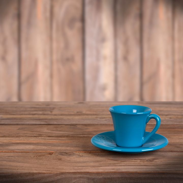 empty cup on the wooden table