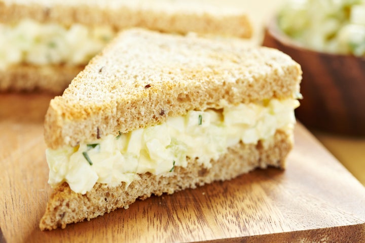 egg salad sandwich with...