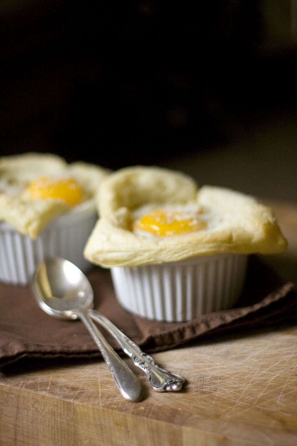 Baked Eggs With Potatoes In Puff Pastry Cups