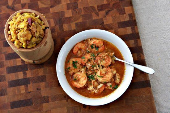 Mofongo Con Sopa De Mariscos (Plantain Mash And Seafood Soup)