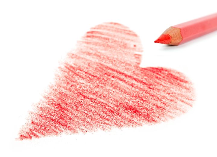 red heart and pencil isolated...