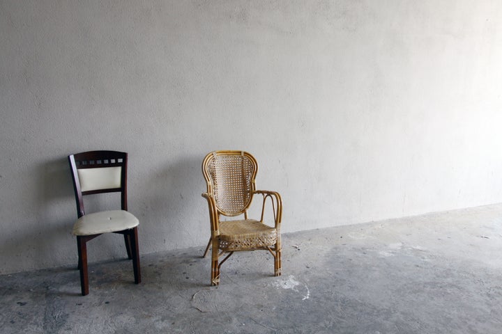 Lonely chairs in an isolated room, acts as background and backdrop