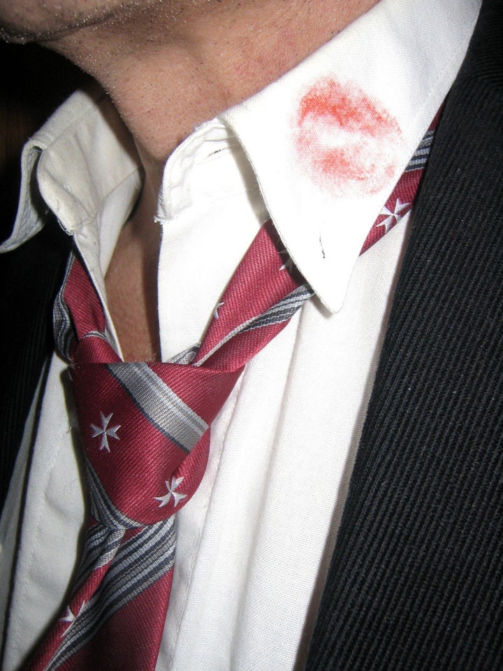 Lipstick on man's collar