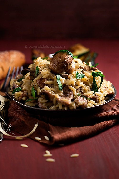 Steak and Cremini Mushroom Orzo Pilaf