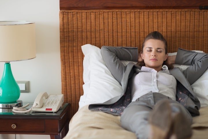 tired business woman sleeping...