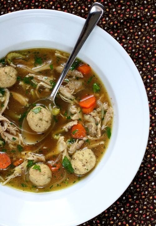 Matzo Ball Soup with Chicken Meatballs - foodiecrush