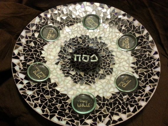 Large Mosaic Seder Plate Passover Plate Judaic Item by Mosaniac