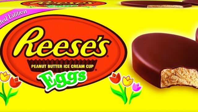 Mother fills chocolate egg with peanut butter in Reese's Easter campaign