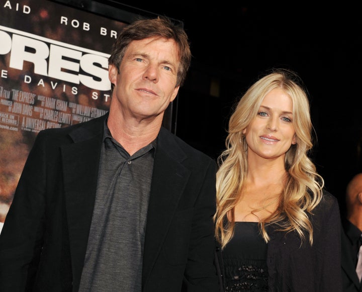 LOS ANGELES, CA - SEPTEMBER 25: Actor Dennis Quaid (L) and his wife Kimberly arrive at the premiere of Universal Picture's '