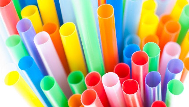 Closeup of Color Cocktail Straws