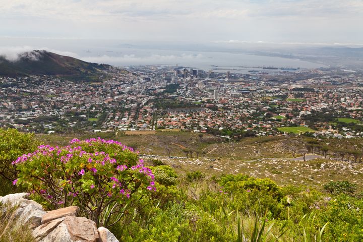 looking down at cape town from...