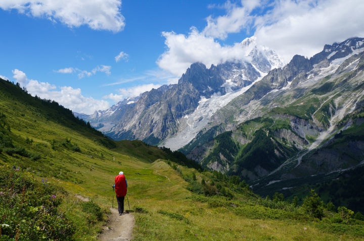 backpacker hiking in the...