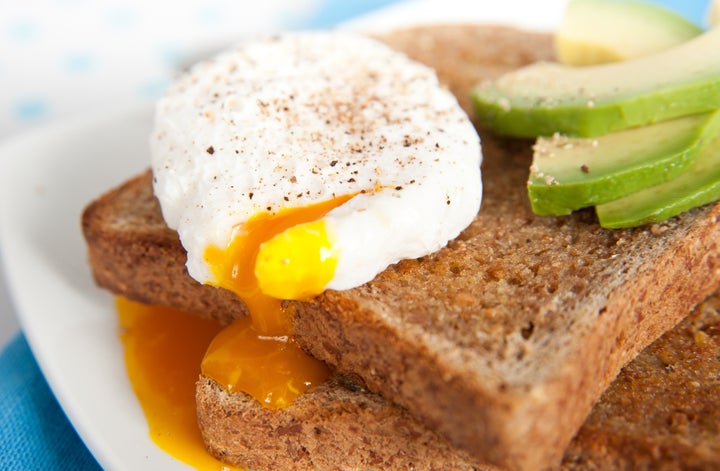 poached delicious egg with...