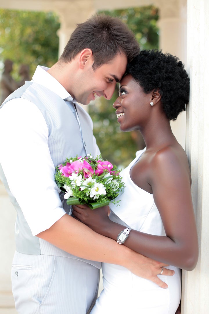 multiracial wedding couple...