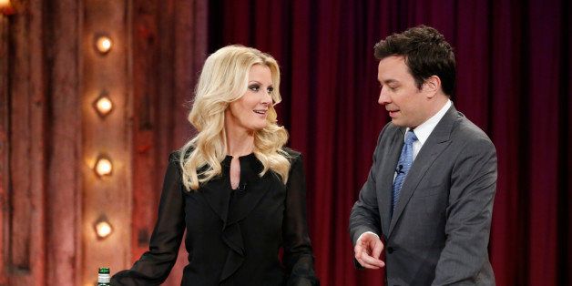 LATE NIGHT WITH JIMMY FALLON -- Episode 816 -- Pictured: (l-r) Sandra Lee with host Jimmy Fallon on April 10, 2013 -- (Photo by: Lloyd Bishop/NBC/NBCU Photo Bank via Getty Images)