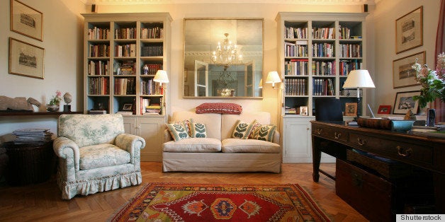 Luxury and classic style living room with bookshelf