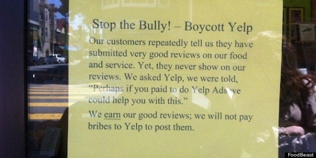 Sf Restaurant Sign Calls Yelp Bully Integrity Of Reviews