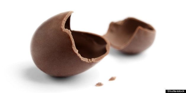 cracked chocolate egg isolated ...