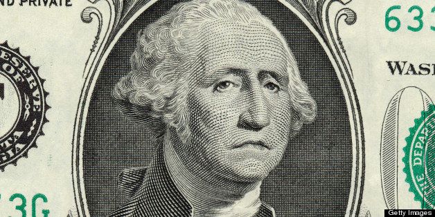 George Washington on one US dollar with sad expression