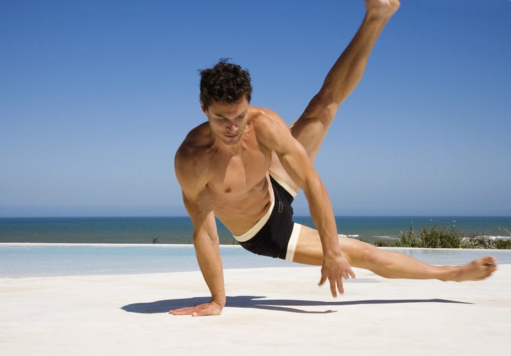 Multi Tasking Woman Portrait In Yoga Position With Many Arms Stock