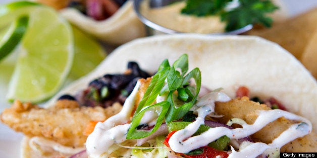 Fish tacos prepared with all fresh ingredients for lunch or dinner.