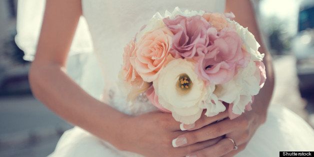 bridal bouquet of flowers in...