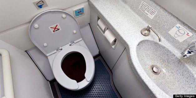 Cabin lavatory/toilet in modern airplane.