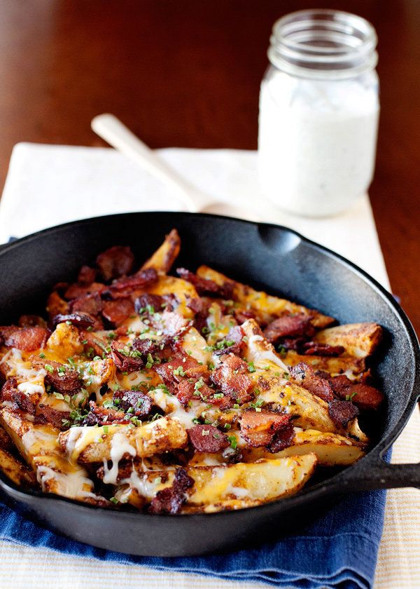 Baked Chili Cheese Fries With Bacon And Ranch