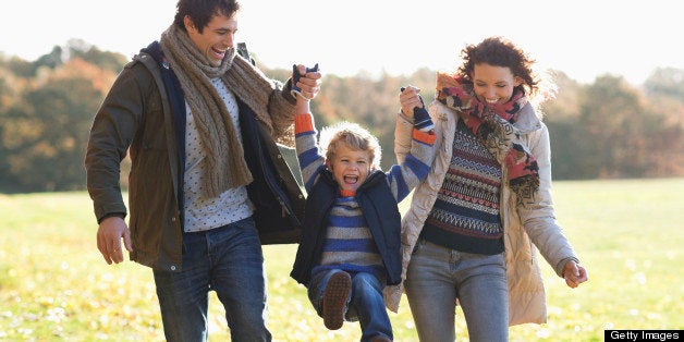 Family walking together in park