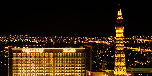 an elevated view of 'the Strip' in Las Vegas at night