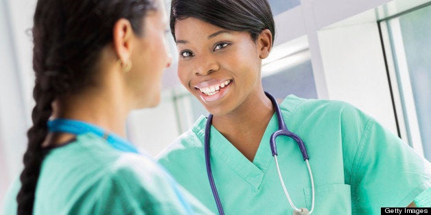 Multi ethnic healthcare professionals at a hospital. Horizontal Image.