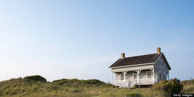 Coastal house with pathway to beach on Bald Head Island, North Carolina.