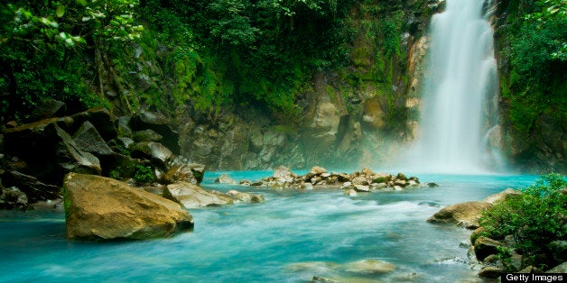 Blue River is main attraction in forest turquoise waters.