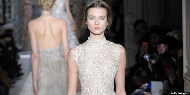 PARIS, FRANCE - JANUARY 23: A model walks the runway at the Valentino Spring Summer 2013 fashion show during Paris Haute Cou