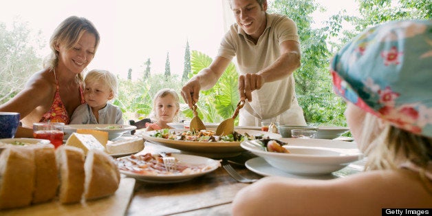 Family eating dinner