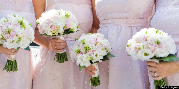 Bridesmaids with bouquets