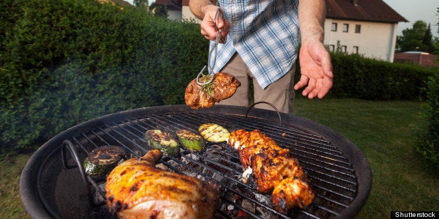 cooking out in the backyard