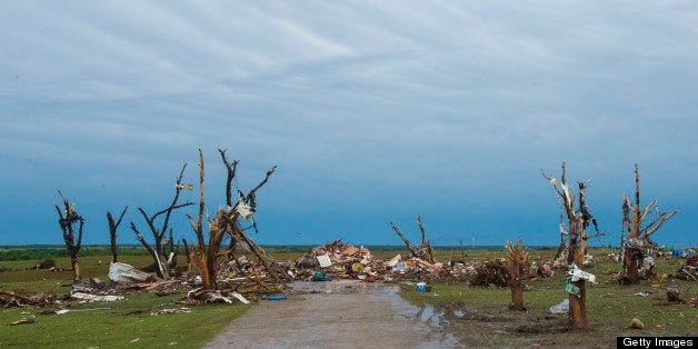 MOORE, OK - MAY 21: Shown is what remains of a tornado damaged home on May 21, 2013 in Moore, Ok. (Photo by Ricky Carioti/The Washington Post via Getty Images)