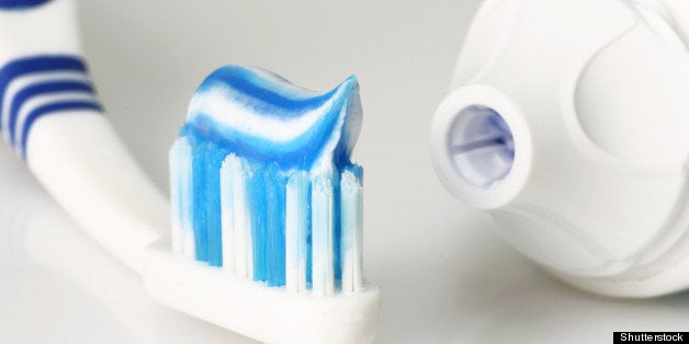 dental care products on bright...