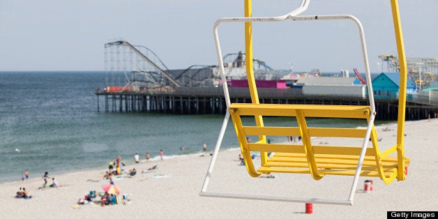 Chair lift and beach at seaside heights, new jersey