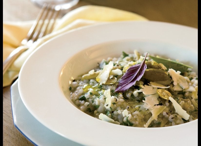 Brown Rice Pilaf With Green Olives And Lemon