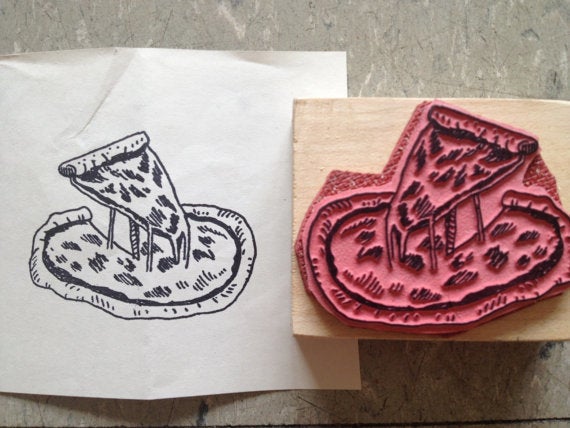 Pizza Pie Rubber Stamp