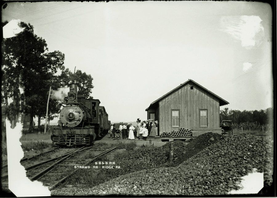 Susquehanna, Bloomsburg & Berwick Railroad, Train #3 at a station stop, Ridge, Pennsylvania, c. 1890s. 