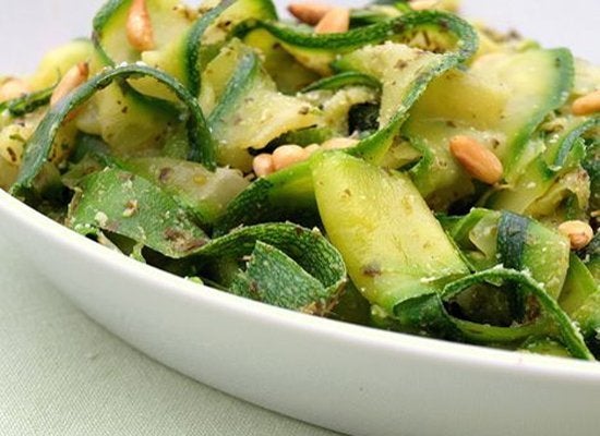 Zucchini Noodles with Pesto and Pine Nuts