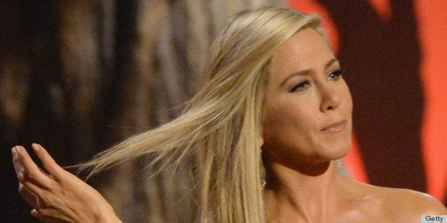 CULVER CITY, CA - JUNE 08: Jennifer Aniston speaks onstage during the Spike TV's 'Guys Choice 2013' at Sony Pictures Studios