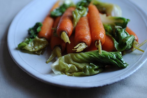 Glazed Carrots With Braised Bibb Lettuce